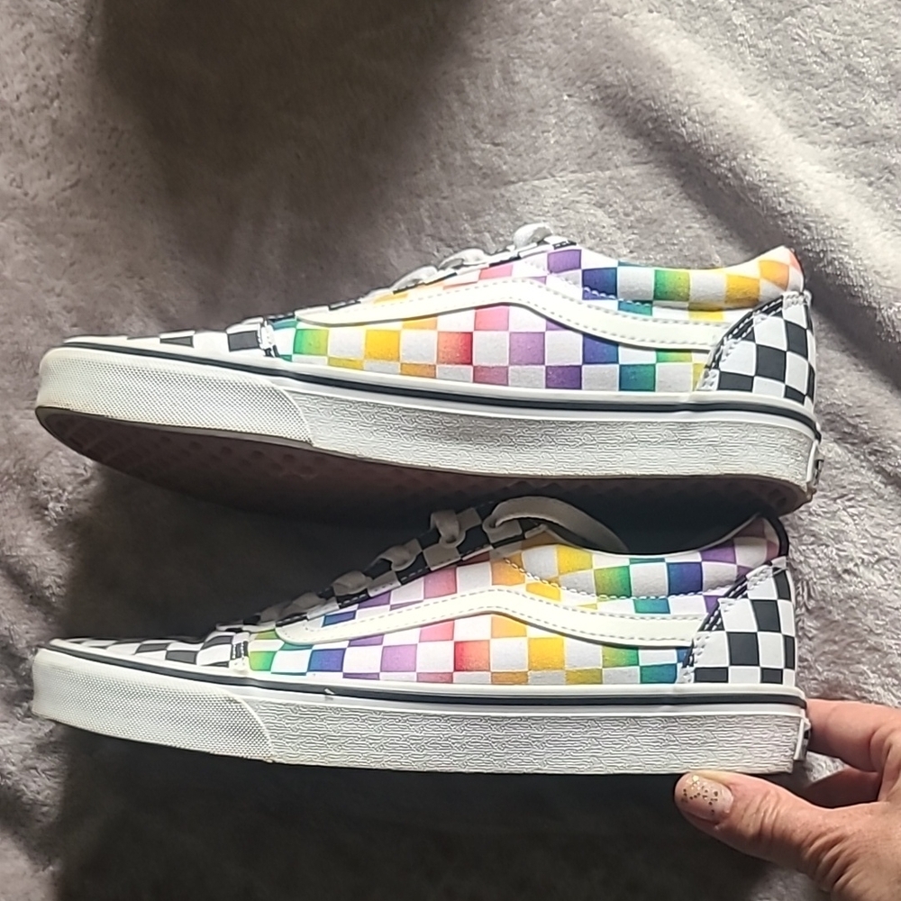 Rainbow Checkered Low-Top Sneakers
